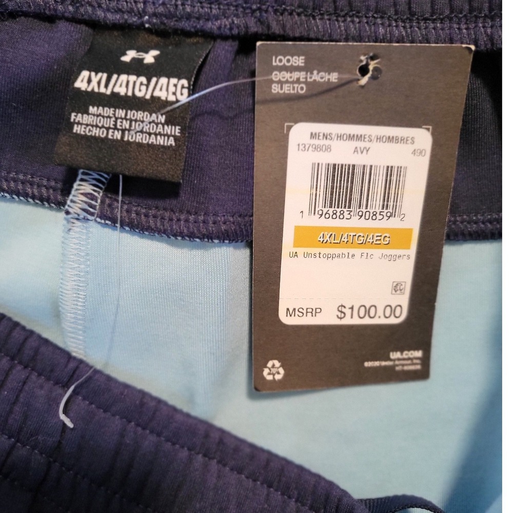 Under Armour Unstoppable 2pack Fleece Joggers 4XL men White/Navy Blue Light Blue - Picture 7 of 8